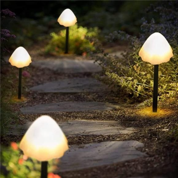 Outdoor Solar Garden Light,Set of 12Mini Solar Mushroom Light Outdoor Waterproof - Picture 6 of 6